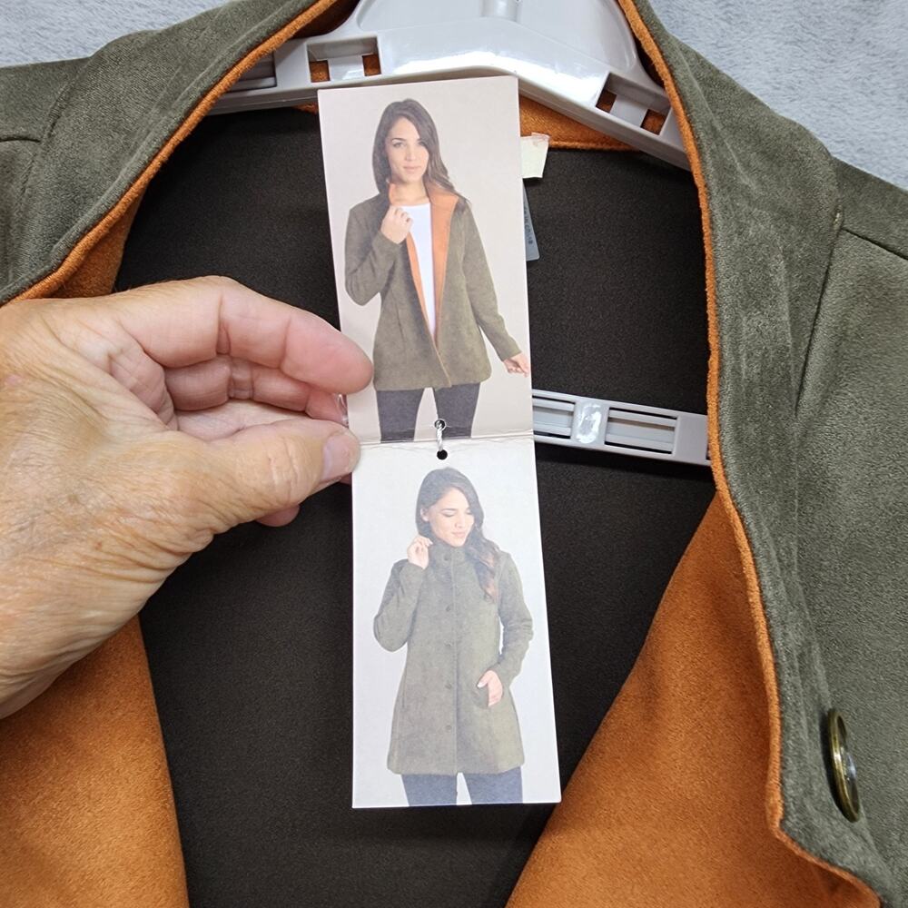 NWT Simply Noelle Jacket Blazer Women L/XL 12-14 Green Orange Faux Suede Militar - Picture 15 of 16